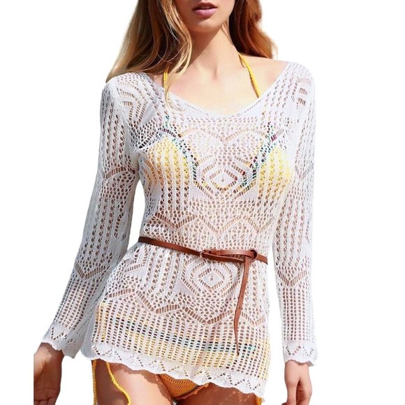 Other - Knit Swim Cover-Up Tunic Top & Waist Belt